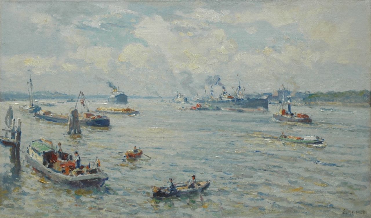 Moll E.  | Evert Moll, A harbour view, oil on canvas 60.1 x 100.4 cm, signed l.r.