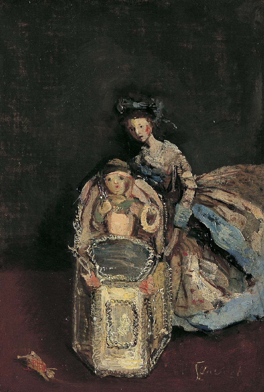 Ansingh M.E.G.  | Maria Elisabeth Georgina 'Lizzy' Ansingh, The precious chair, oil on canvas laid down on panel 27.8 x 19.6 cm, signed l.r.