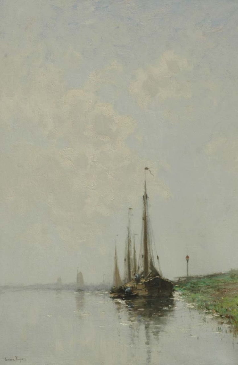 Kuijpers C.  | Cornelis Kuijpers, Sailing vessels in a calm, oil on canvas 67.7 x 46.5 cm, signed l.l.