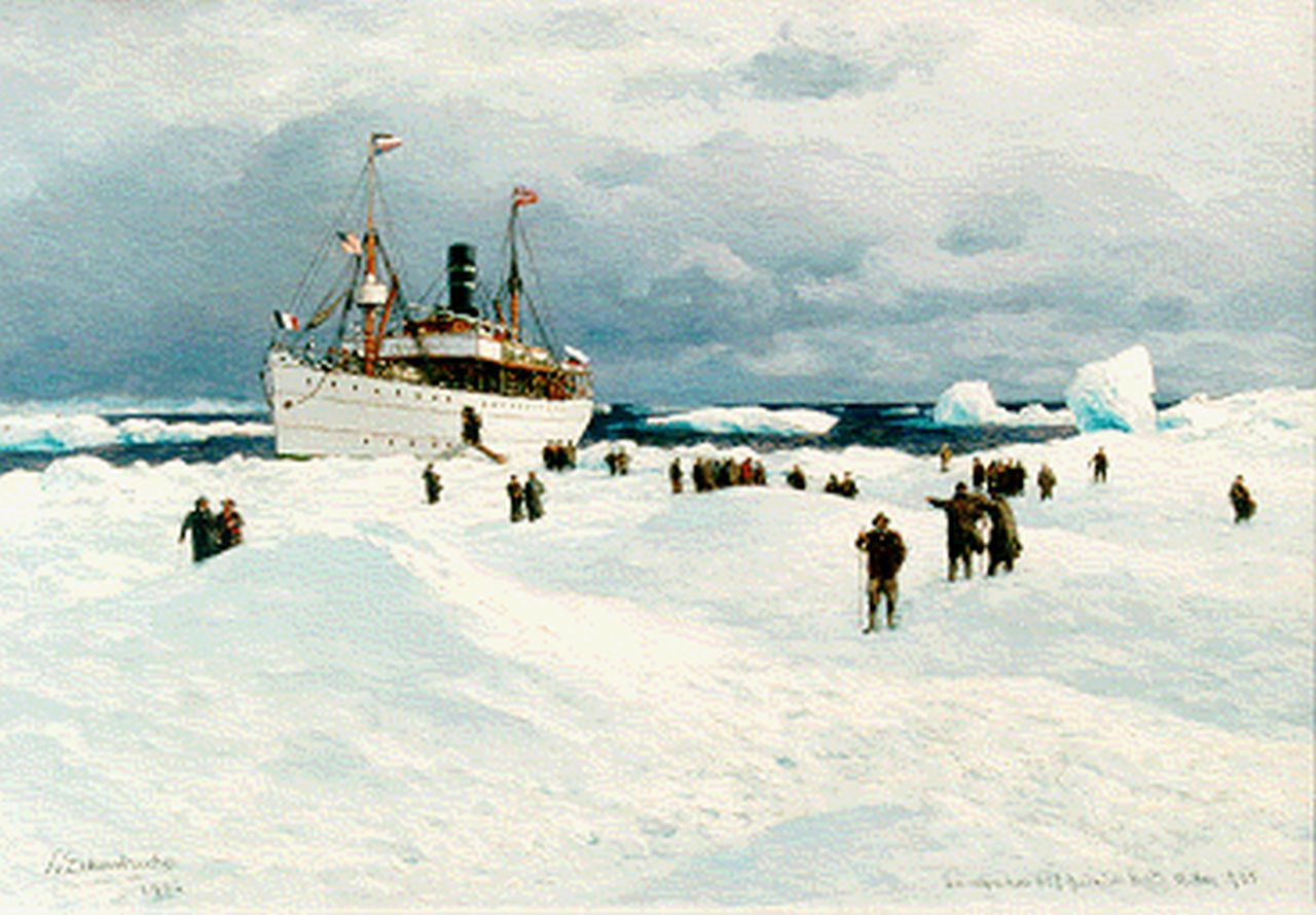 Eckenbrecher K.P.Th. von | Karl Paul Themistocles von Eckenbrecher, The 'Oihonna', Spitsbergen, oil on canvas 39.0 x 55.2 cm, signed l.l. and dated 1905