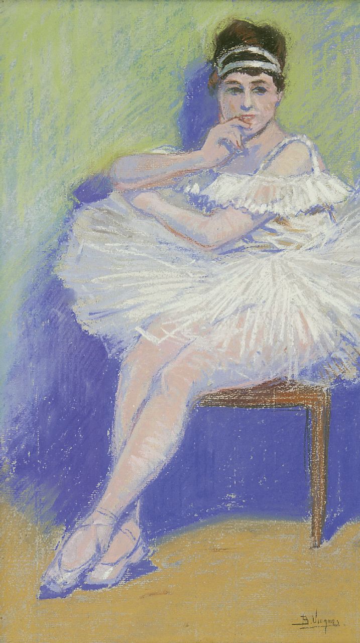 Viegers B.P.  | Bernardus Petrus 'Ben' Viegers, A resting ballerina, pastel on paper 50.0 x 30.5 cm, signed l.r.