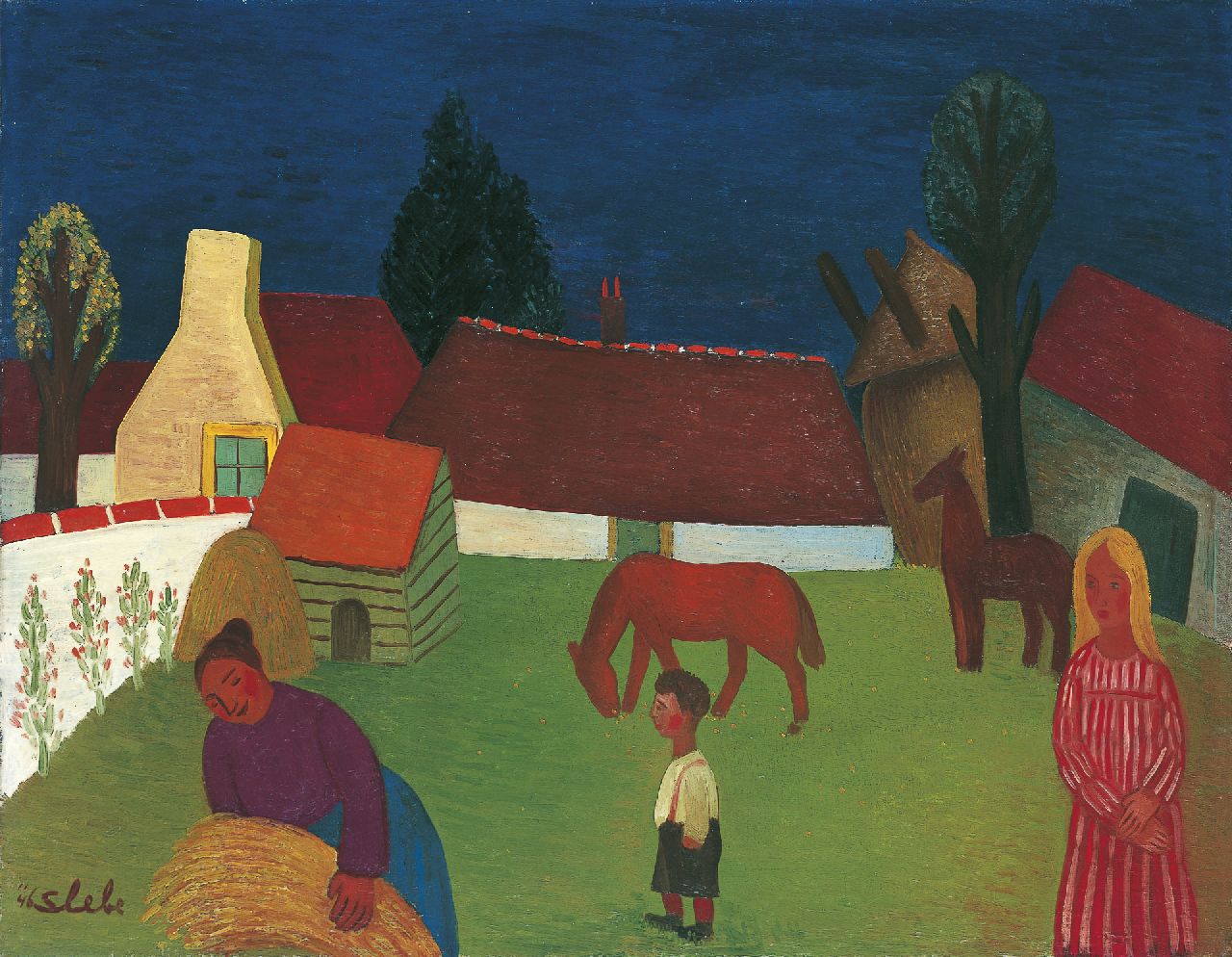 Slebe (Ferdinand Joseph Sleebe) F.  | Ferry Slebe (Ferdinand Joseph Sleebe), A farm, oil on canvas 51.1 x 65.2 cm, signed l.l. and dated '46