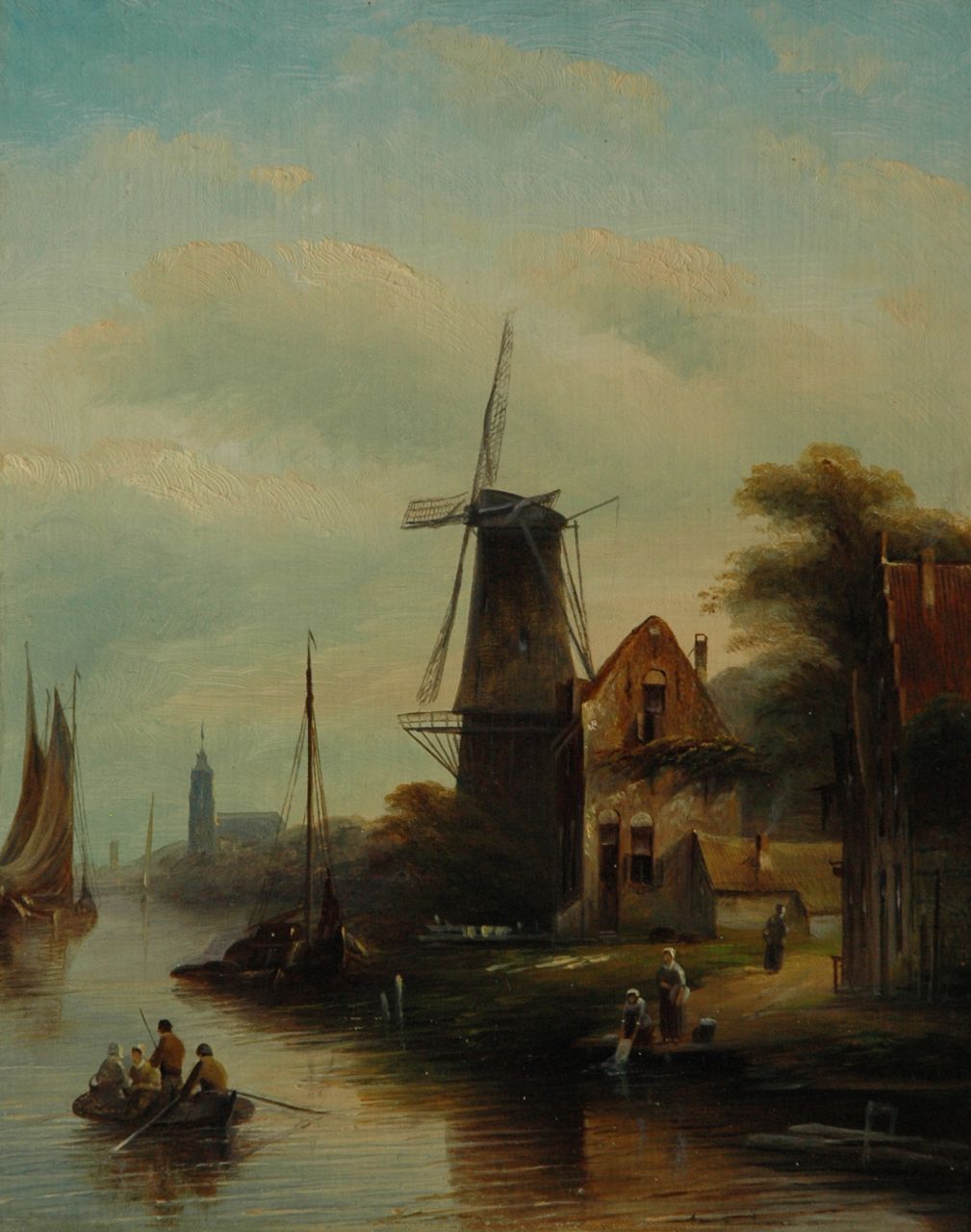 Spohler J.J.C.  | Jacob Jan Coenraad Spohler, A river landscape with a windmill, oil on panel 27.1 x 21.3 cm