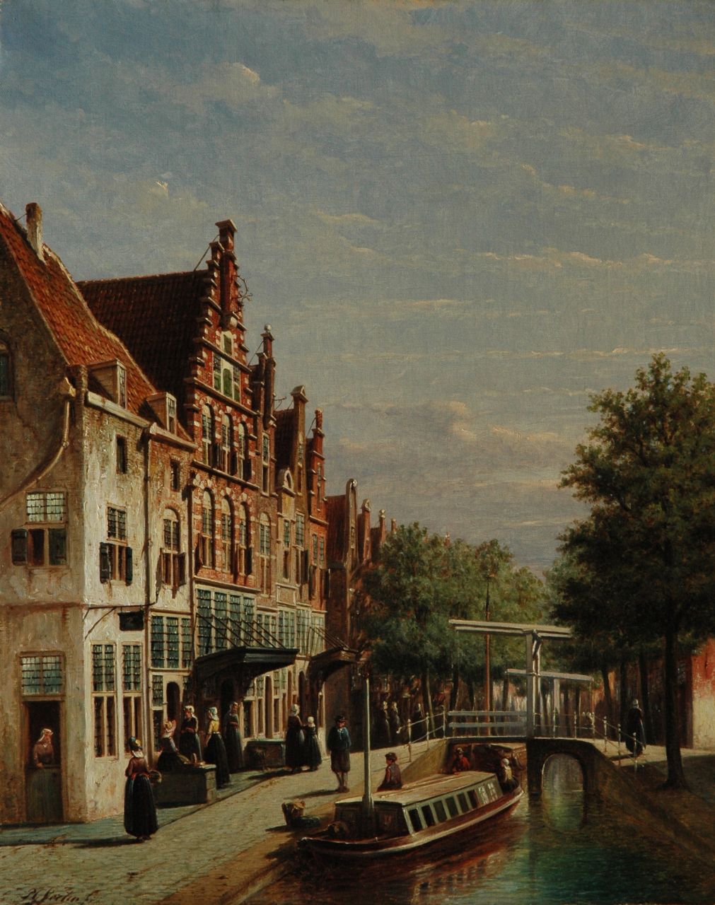 Vertin P.G.  | Petrus Gerardus Vertin, A Dutch town with the Huis met de Schopjes, Alkmaar, oil on canvas 63.1 x 50.9 cm, signed l.l.