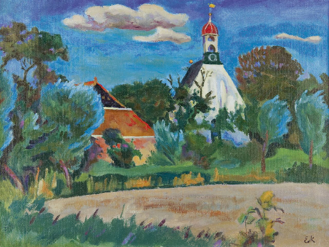 Kleima E.A.  | 'Ekke' Abel Kleima, The church of Breede, oil on canvas 46.3 x 61.1 cm, signed l.r. with initials and painted between 1938-1940