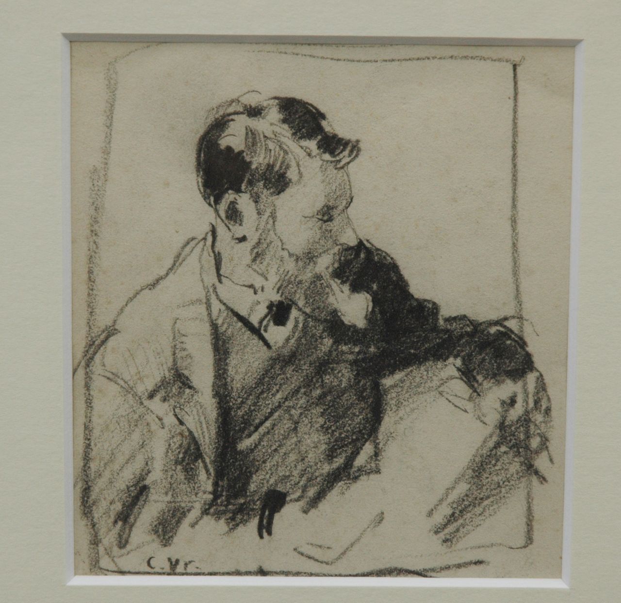 Vreedenburgh C.  | Cornelis Vreedenburgh, An artist at work, black chalk on paper 12.1 x 11.3 cm, signed l.l. with initials