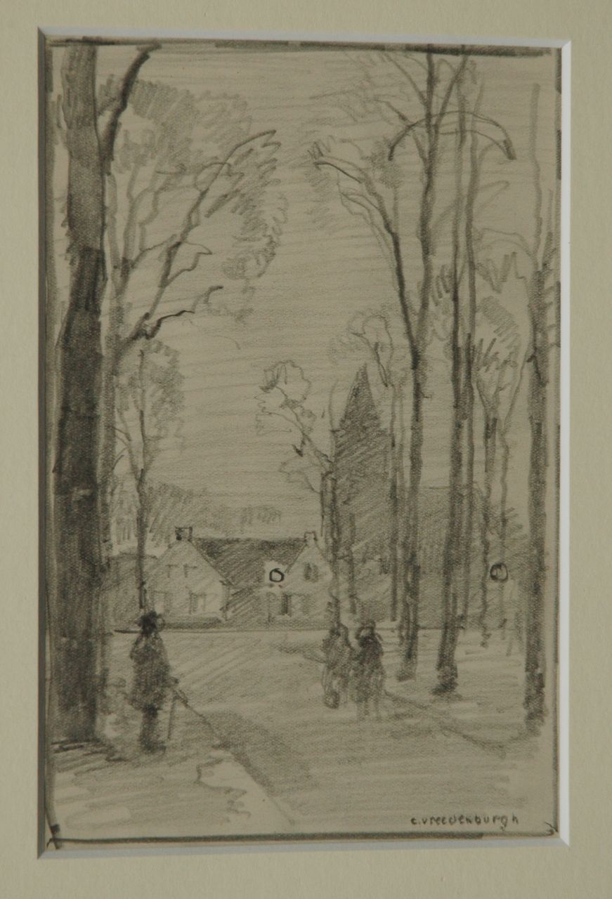 Vreedenburgh C.  | Cornelis Vreedenburgh, A view of the village Laren, pencil on paper 19.0 x 12.8 cm, signed l.r.