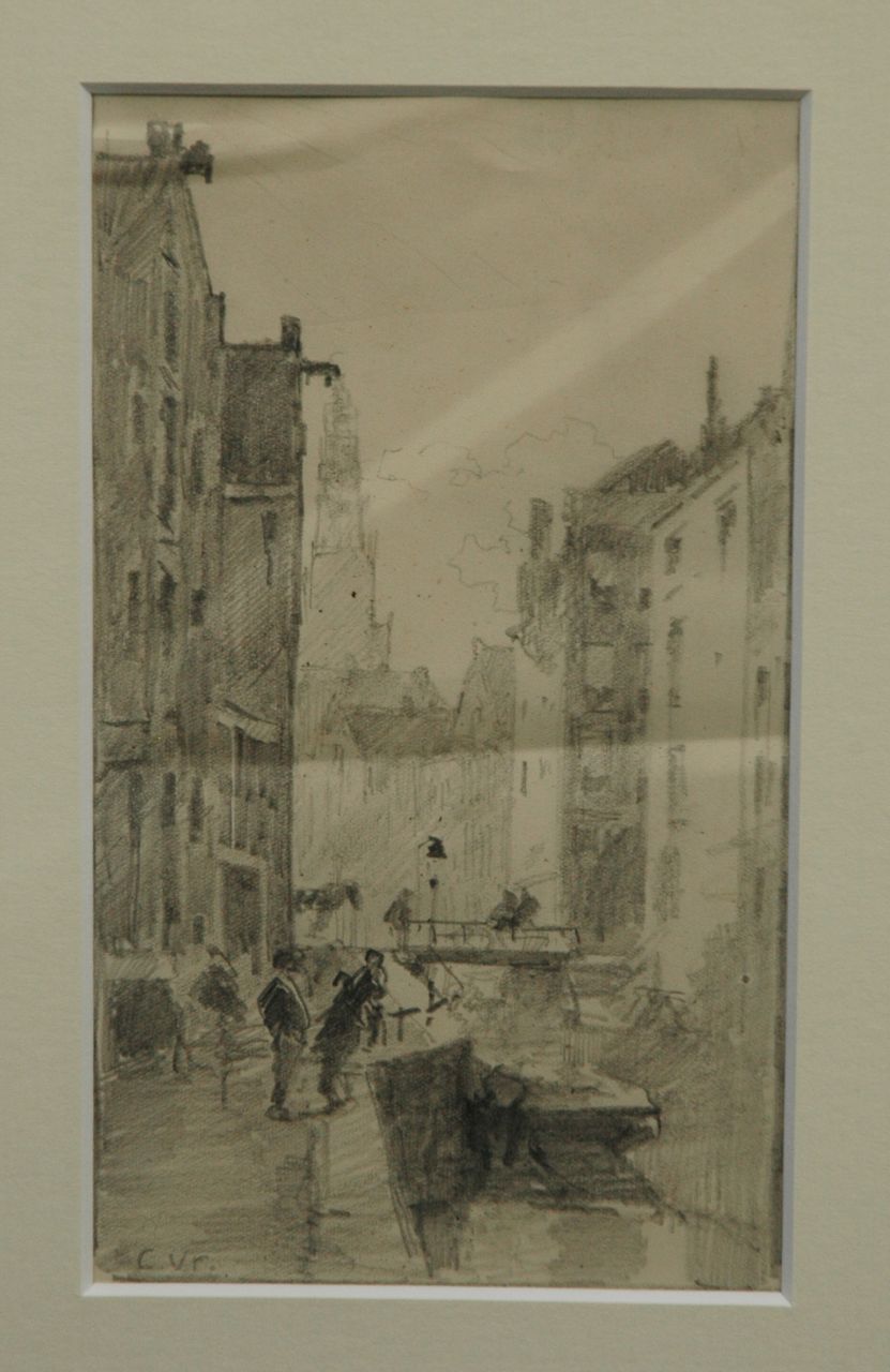 Vreedenburgh C.  | Cornelis Vreedenburgh, The Oudezijds Kolk with the Oude Kerk, Amsterdam, pencil on paper 20.5 x 12.0 cm, signed l.l. with initials