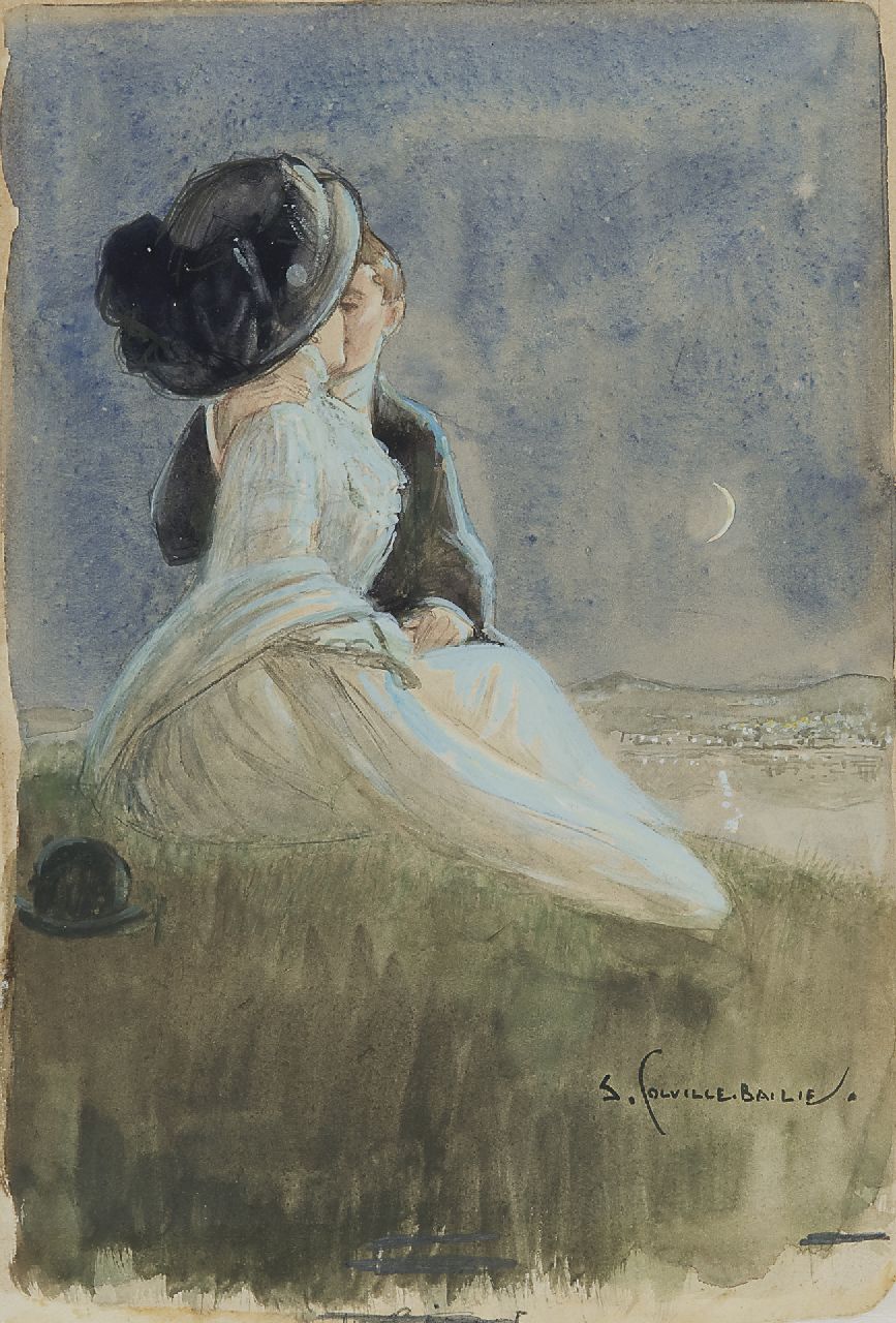 Samuel Colville Bailie | Clair de Lune, watercolour on paper, 25.7 x 18.2 cm, signed l.r.