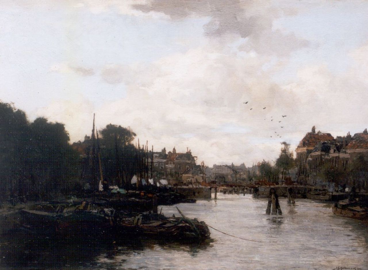 Mastenbroek J.H. van | Johan Hendrik van Mastenbroek, A harbour view, oil on canvas 37.0 x 51.0 cm, signed l.r. and dated 1900