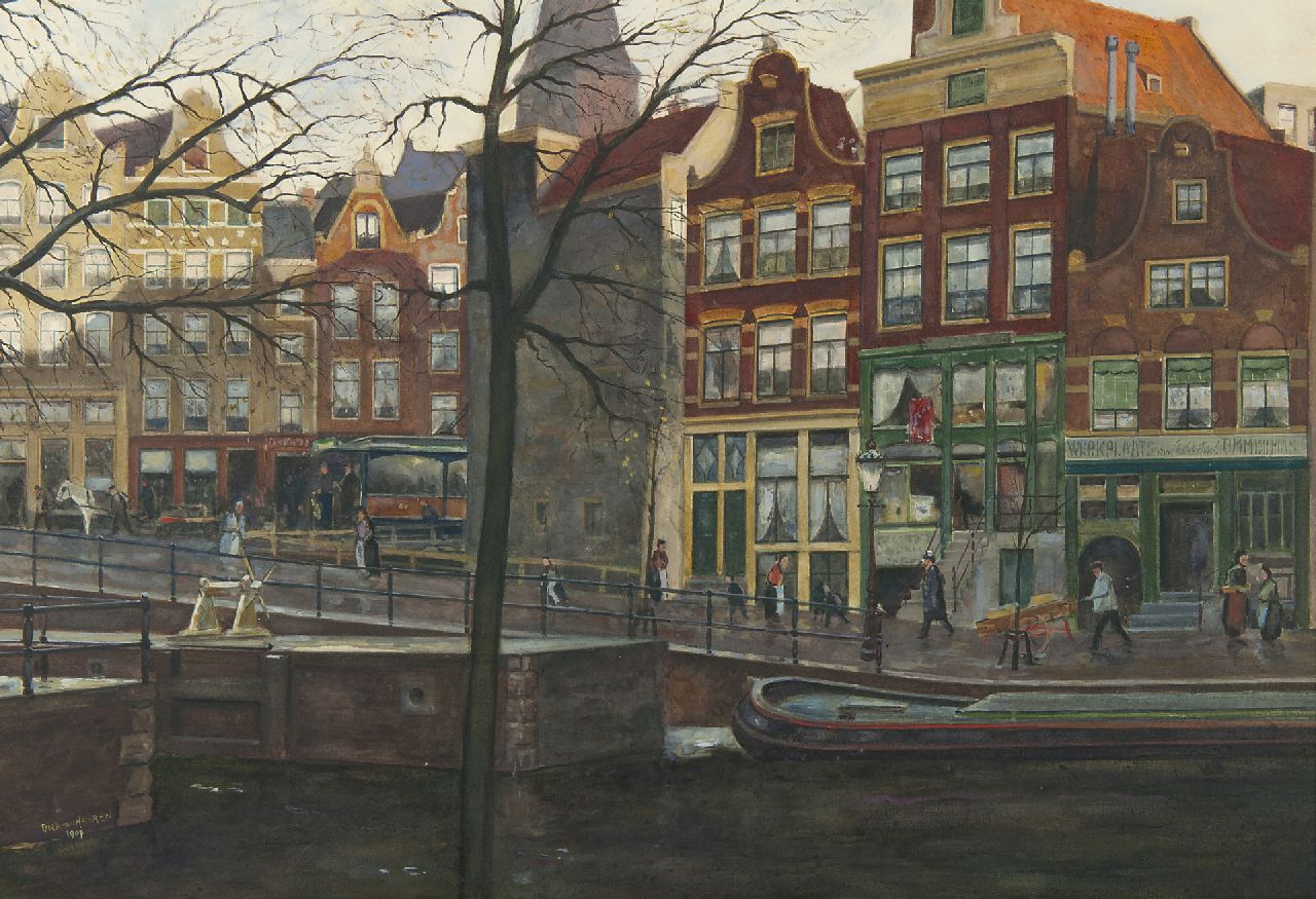 Haaren D.J. van | 'Dirk' Johannes van Haaren, Prinsengracht, Amsterdam, watercolour on paper 45.5 x 66.0 cm, signed l.l. and dated 1907