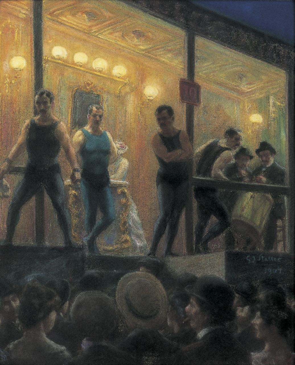 Staller G.J.  | Gerard Johan Staller | Watercolours and drawings offered for sale | The boxing-match, pastel on paper laid down on painter's board 57.5 x 47.5 cm, signed c.r. and dated 1904