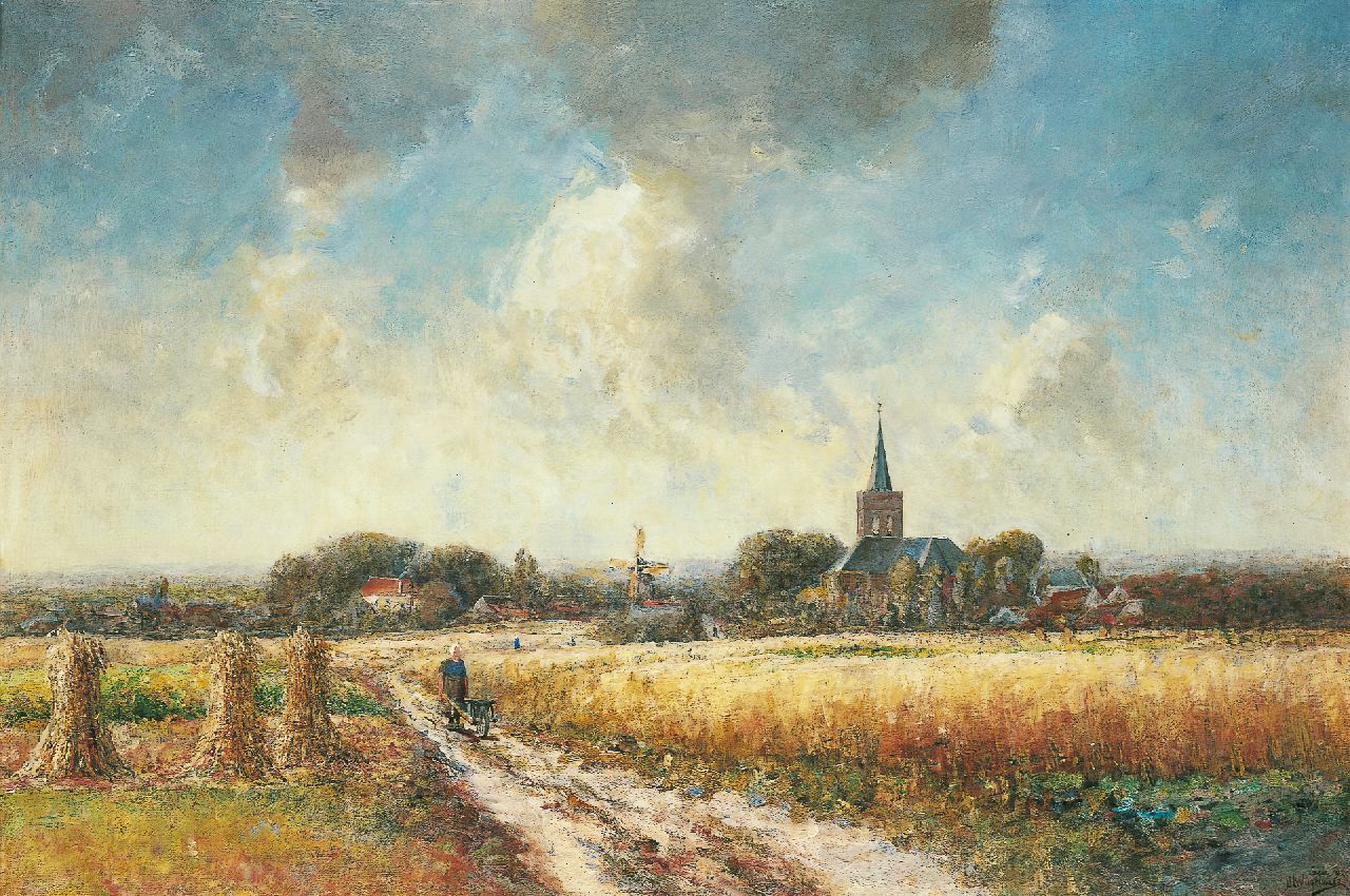 Wijsmuller J.H.  | Jan Hillebrand Wijsmuller, A view of Ede from the Paasberg, in summer, oil on canvas 70.9 x 105.2 cm, signed l.r. and dated 'Ede 1920'