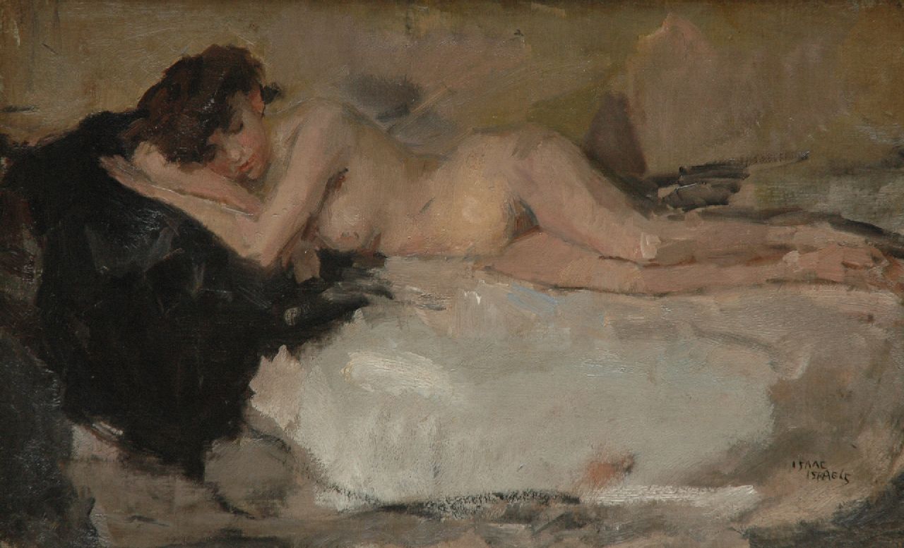 Israels I.L.  | 'Isaac' Lazarus Israels, Reclining female nude, oil on canvas 40.7 x 65.5 cm, signed l.r. and executed ca. 1898-1906