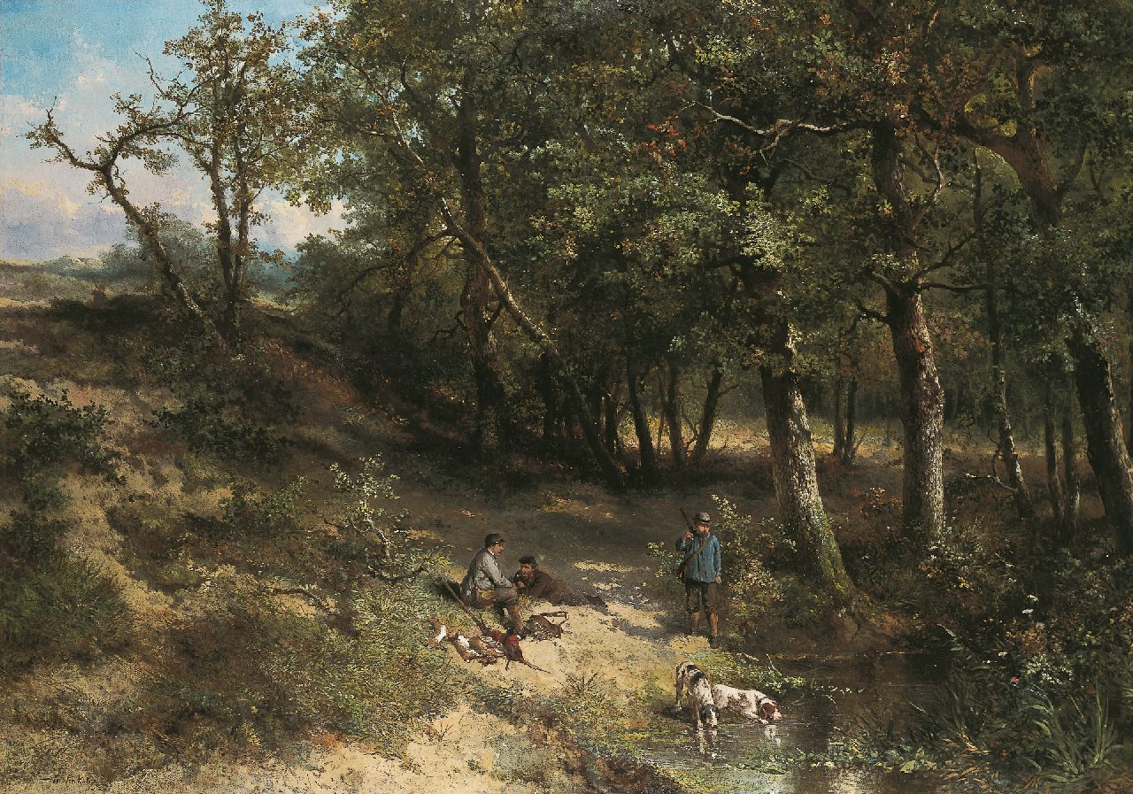 Kate J.M.H. ten | Johan 'Mari' Henri ten Kate, After the hunt, oil on canvas 123.0 x 173.0 cm, signed l.l.