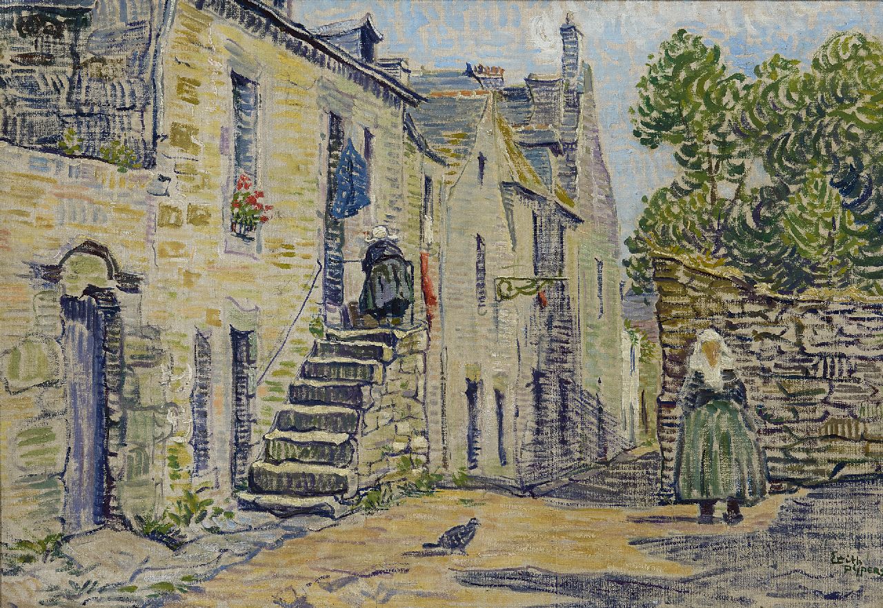 Pijpers E.E.  | 'Edith' Elizabeth Pijpers | Paintings offered for sale | A sunny street, Zeeland, oil on canvas laid down on board 38.4 x 54.7 cm, signed l.r.