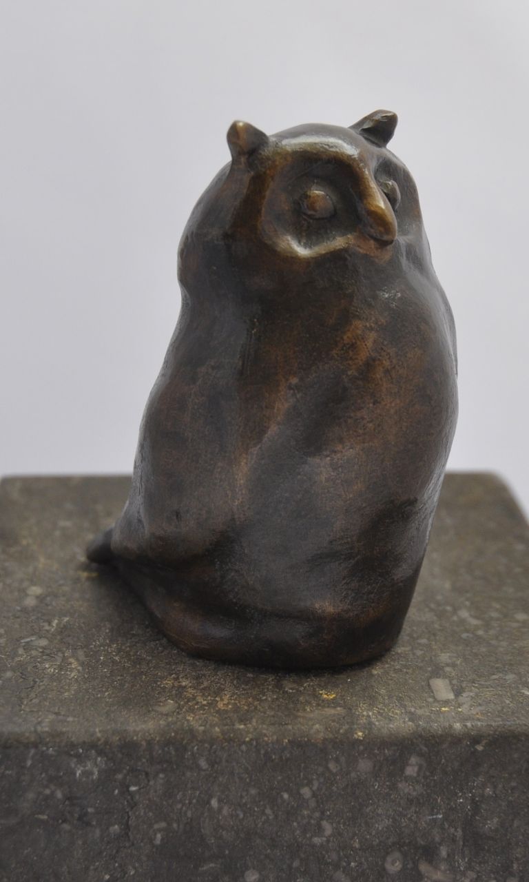 Duitse School, begin 20e eeuw   | Duitse School, begin 20e eeuw, Owl, patinated bronze 8.0 x 5.0 cm