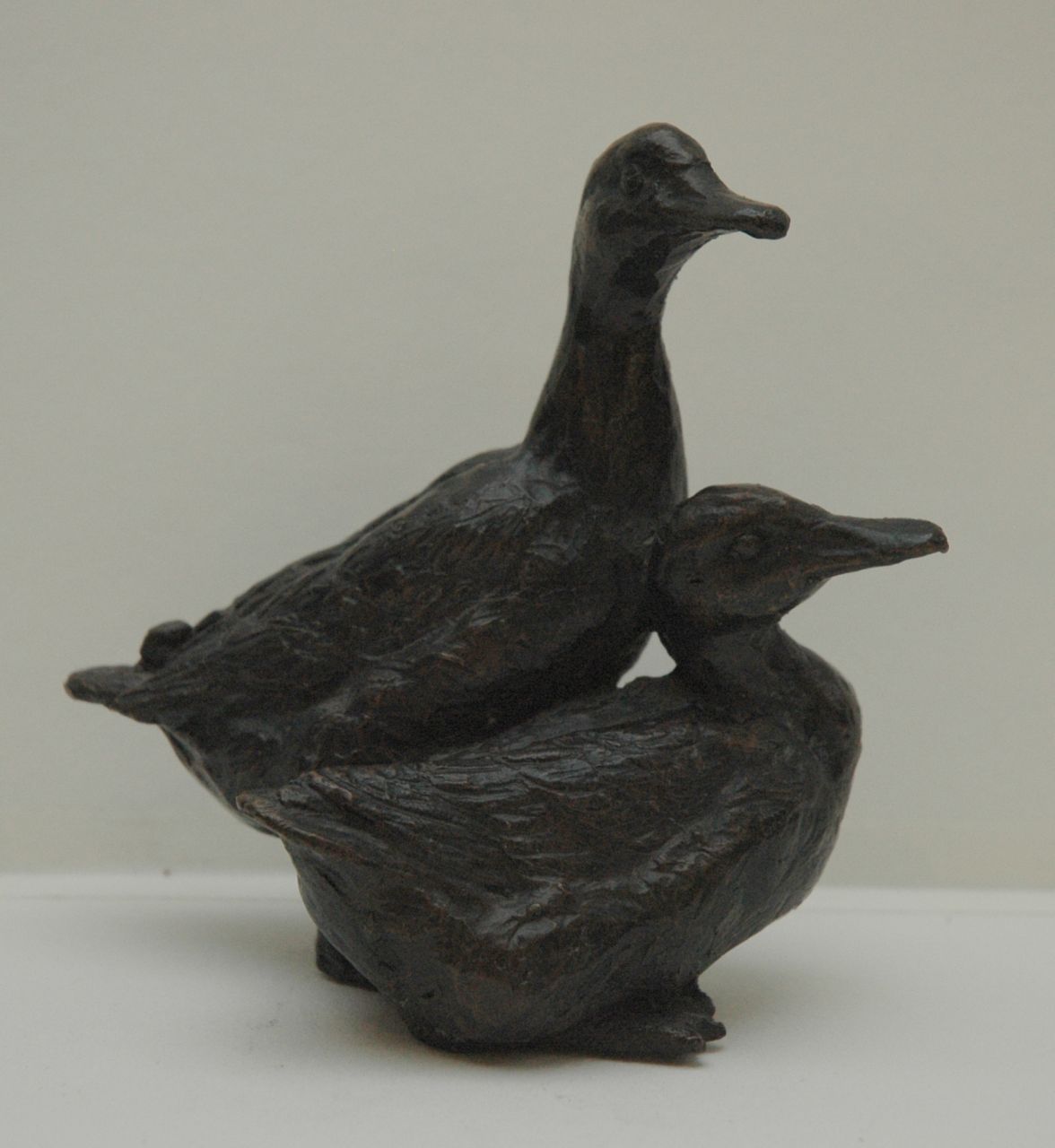 Lipensky F.J.  | Franz Josef Lipensky, Two ducks, patinated bronze 11.5 x 11.5 cm, signed underneath