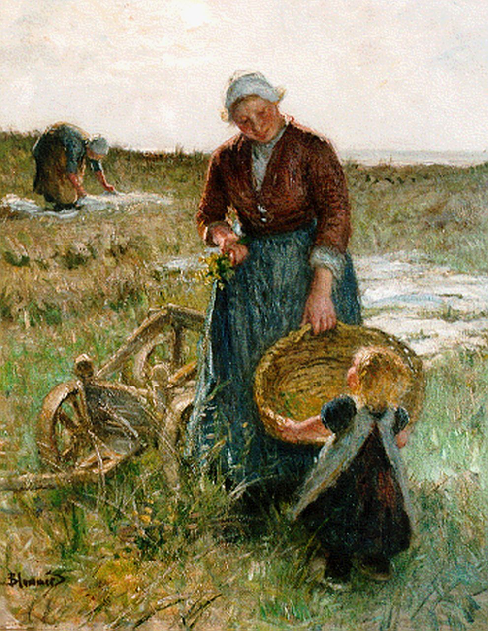 Blommers B.J.  | Bernardus Johannes 'Bernard' Blommers, Mother's little helper, oil on canvas 116.0 x 94.0 cm, signed l.l.