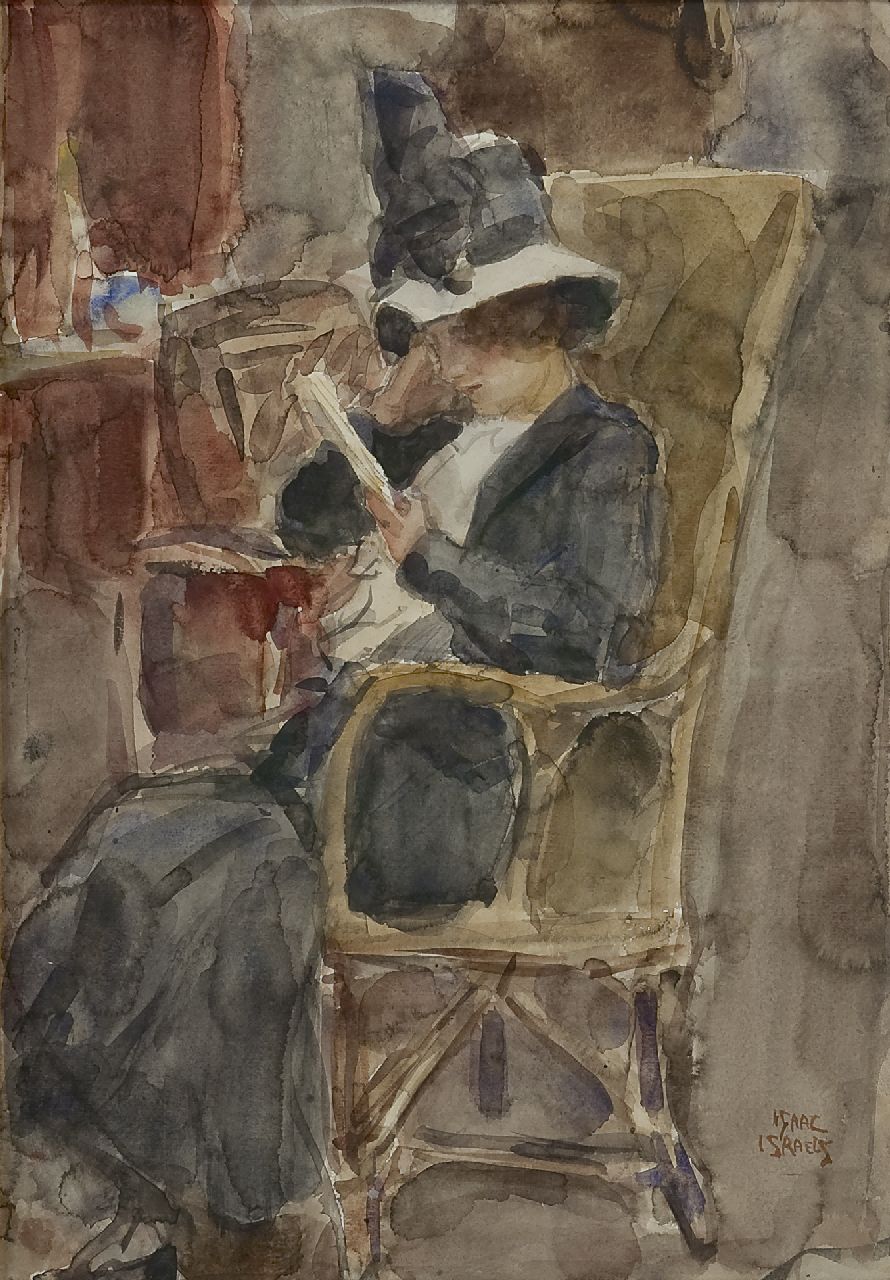 Israels I.L.  | 'Isaac' Lazarus Israels, A woman, reading, watercolour on paper 50.7 x 35.4 cm, signed l.r.