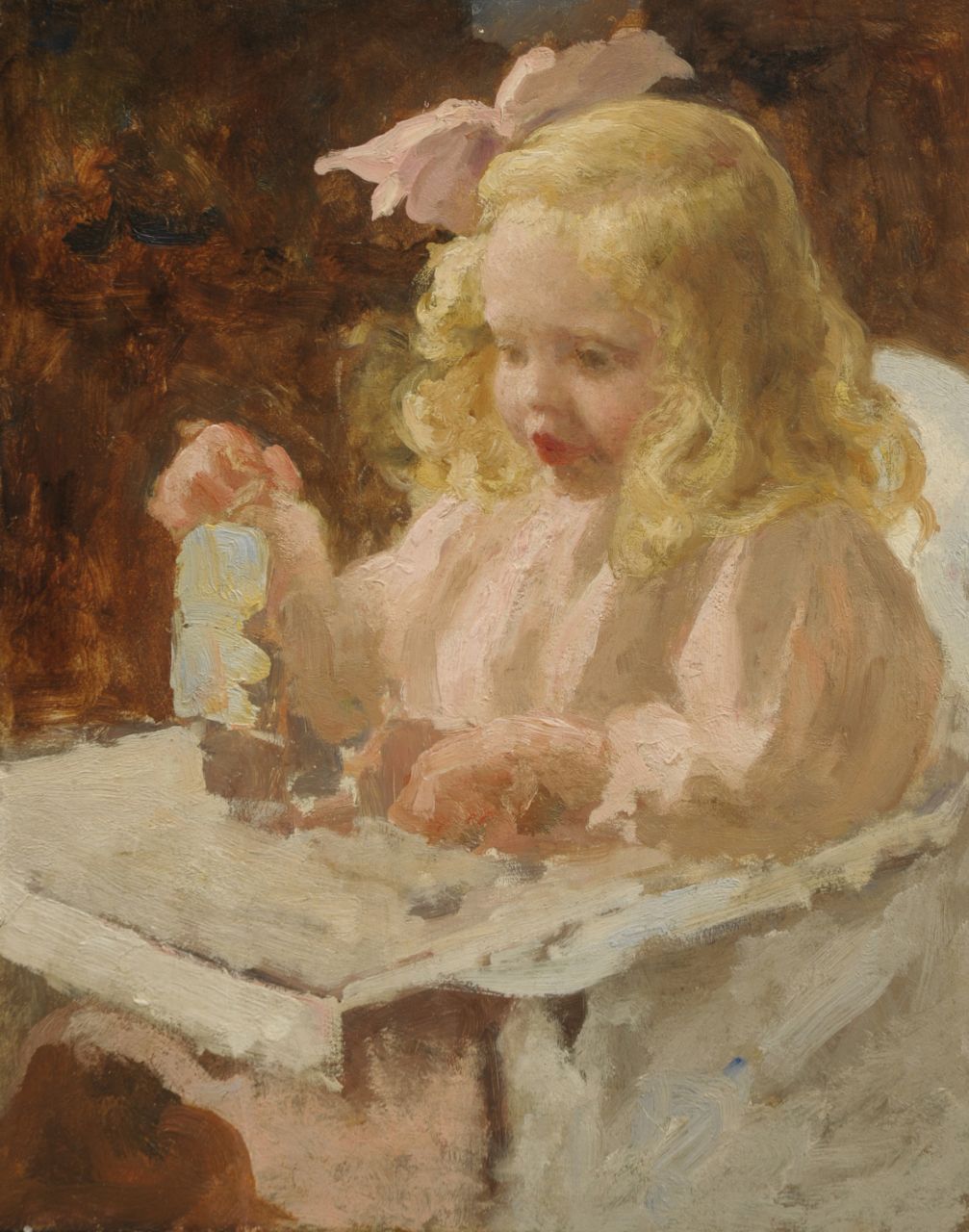 Pieters E.  | Evert Pieters, Maria Jacoba van Rijckevorsel at the age of 3, oil on panel 39.8 x 31.8 cm, painted ca. 1913