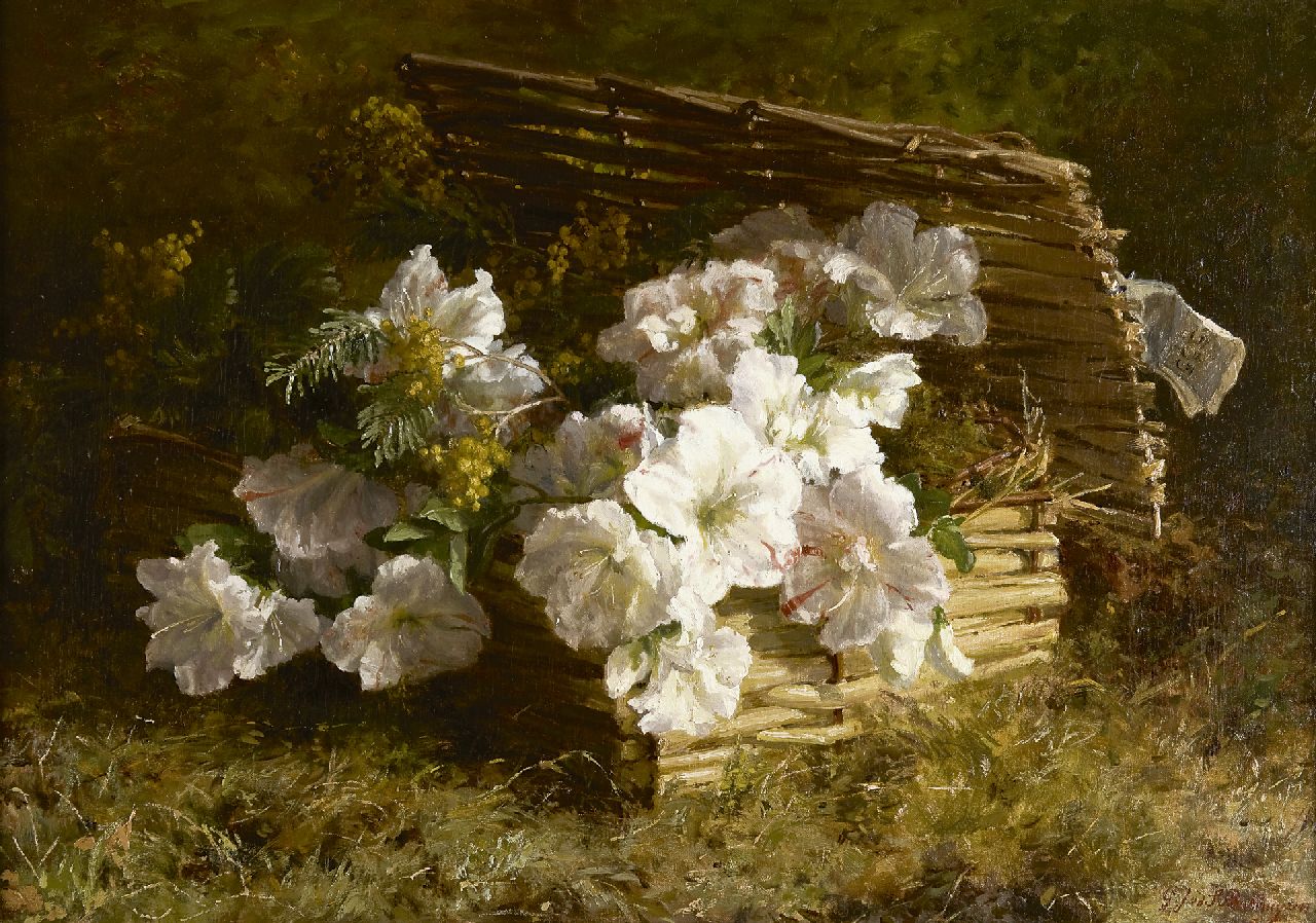 Sande Bakhuyzen G.J. van de | 'Gerardine' Jacoba van de Sande Bakhuyzen, Flower stillife, oil on canvas 48.0 x 68.3 cm, signed l.r.