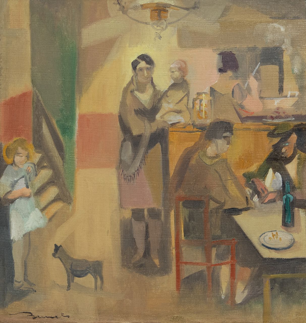 Bervoets L.  | Leo Bervoets | Paintings offered for sale | The cafeteria, oil on canvas 34.2 x 32.1 cm, signed l.l.