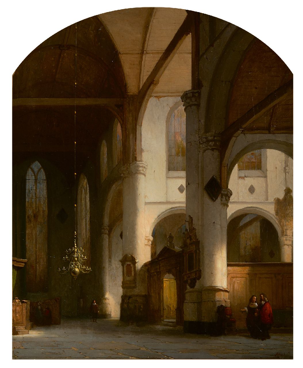 Schenkel J.J.  | Jan Jacob Schenkel, Interior of St. Janskerk in Gouda, oil on canvas 52.0 x 44.2 cm, signed l.r. and   verkocht