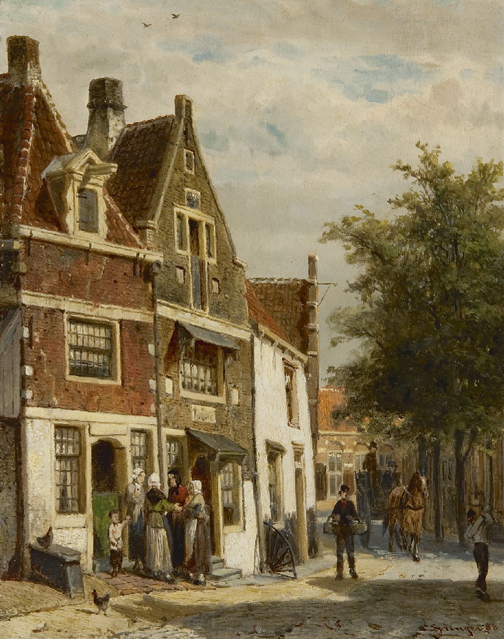 Springer C.  | Cornelis Springer, The Leliestraat in Hoorn, oil on panel 25.0 x 19.8 cm, signed l.r. and dated '88