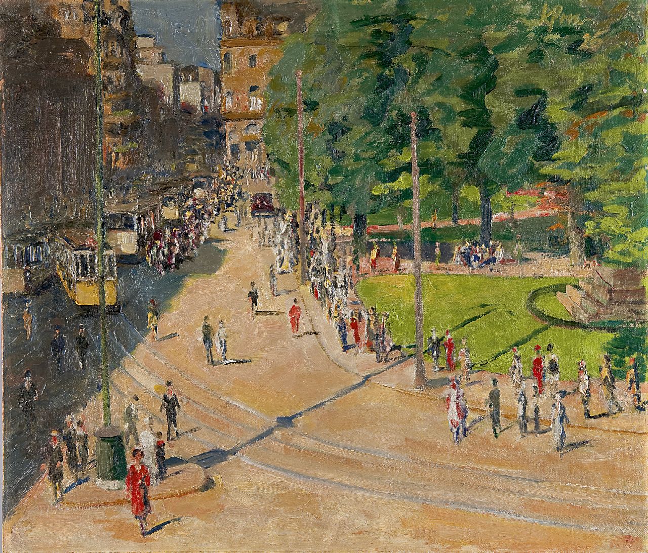 Ignaz Kaufmann | The Schlossplatz in Stuttgart on a sunny day, oil on canvas, 65.5 x 75.3 cm, signed u.r. and dated '26