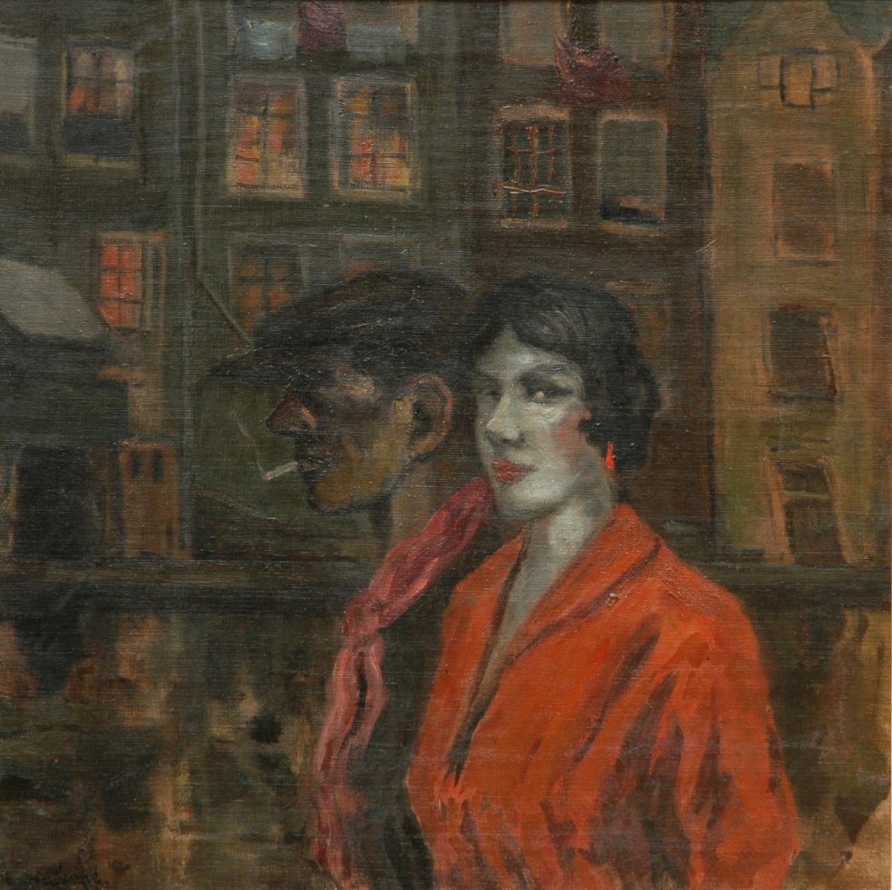 Mackenzie M.H.  | Marie Henri Mackenzie, In the red-light district, Amsterdam, oil on canvas 60.1 x 60.1 cm, signed l.l.