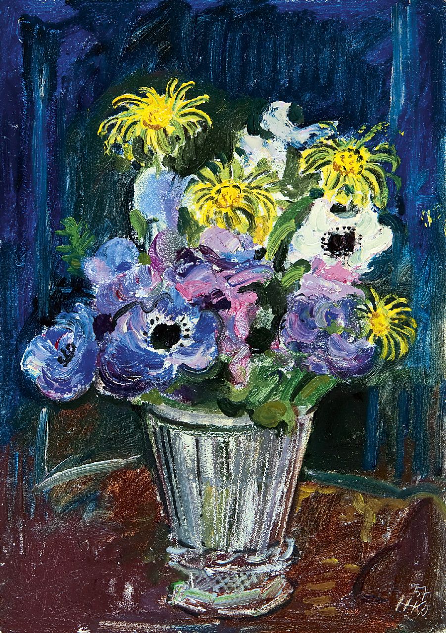 Kamerlingh Onnes H.H.  | 'Harm' Henrick Kamerlingh Onnes, A summer bouquet, oil on board 24.0 x 17.0 cm, signed l.r. with monogram and dated '57