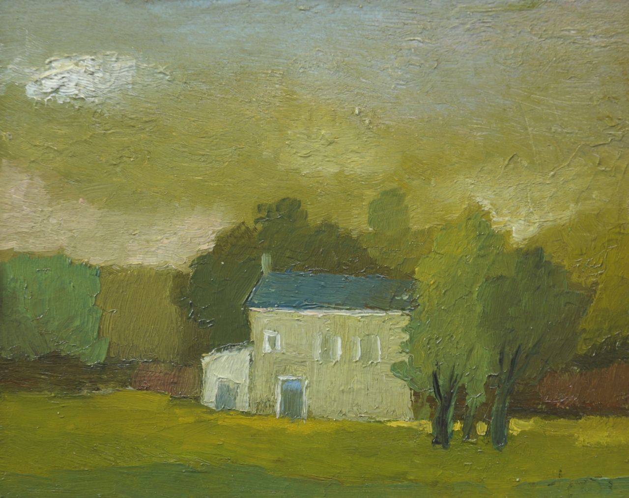 Hermans A.G.T.  | Antoine Gerard Theodore 'Toon' Hermans, Country house, oil on board 20.0 x 25.0 cm, signed l.r.