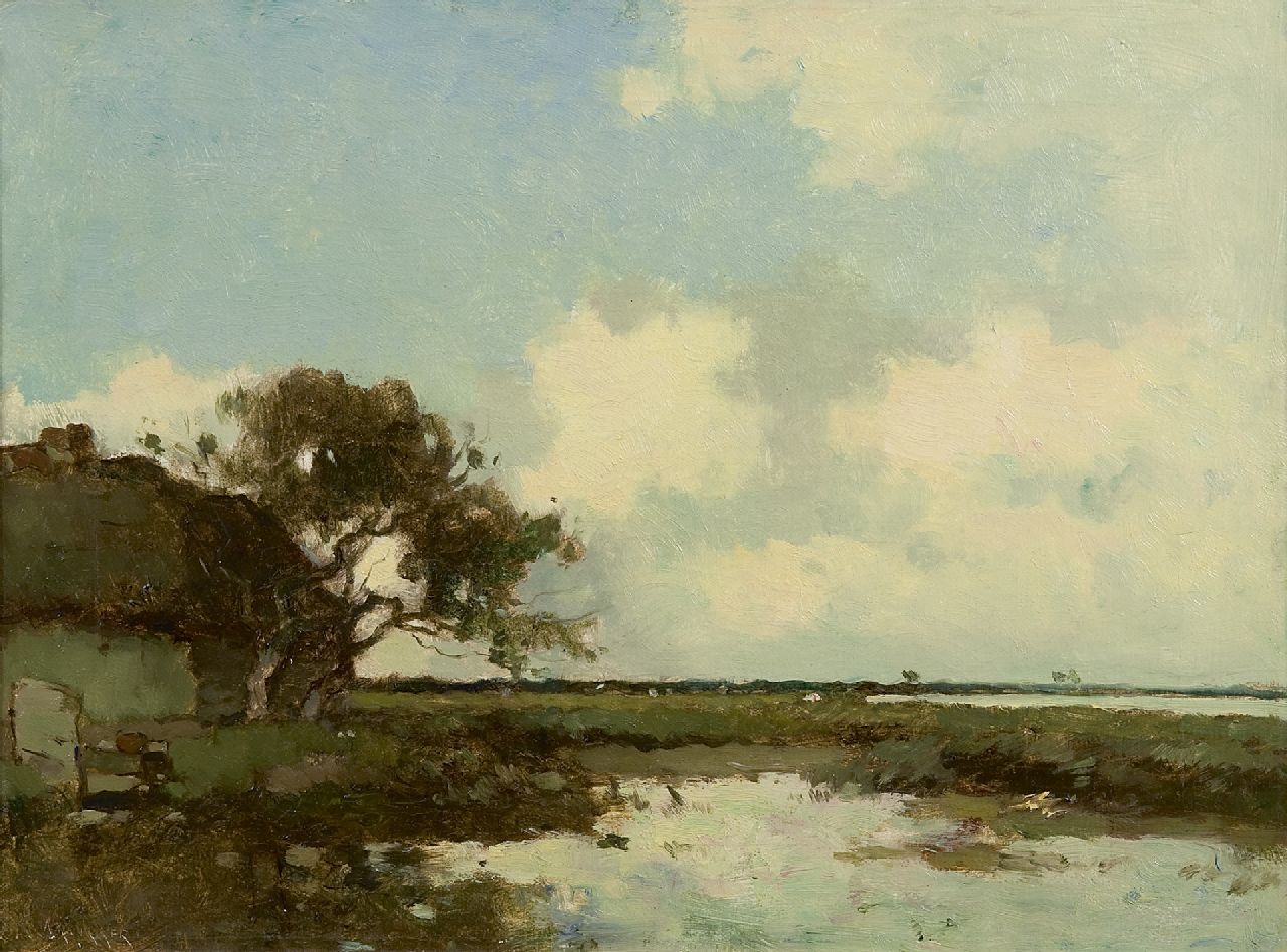 Knikker A.  | Aris Knikker | Paintings offered for sale | A Dutch polder landscape, oil on canvas 32.3 x 43.3 cm, signed l.l.