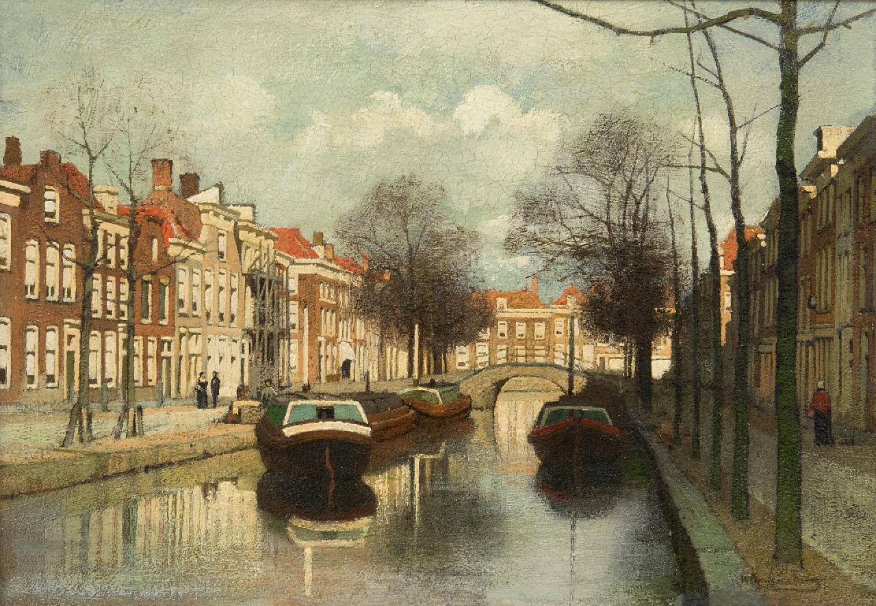 Klinkenberg J.C.K.  | Johannes Christiaan Karel Klinkenberg, A Dutch canal, oil on panel 17.9 x 25.1 cm, signed l.r.