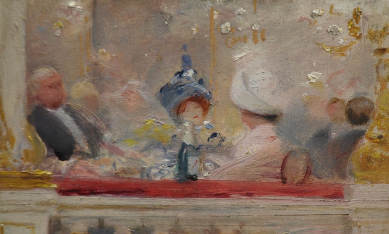Guillaume A.  | Albert Guillaume, The soiree, oil on panel 7.8 x 12.8 cm, signed l.r. remains of signature