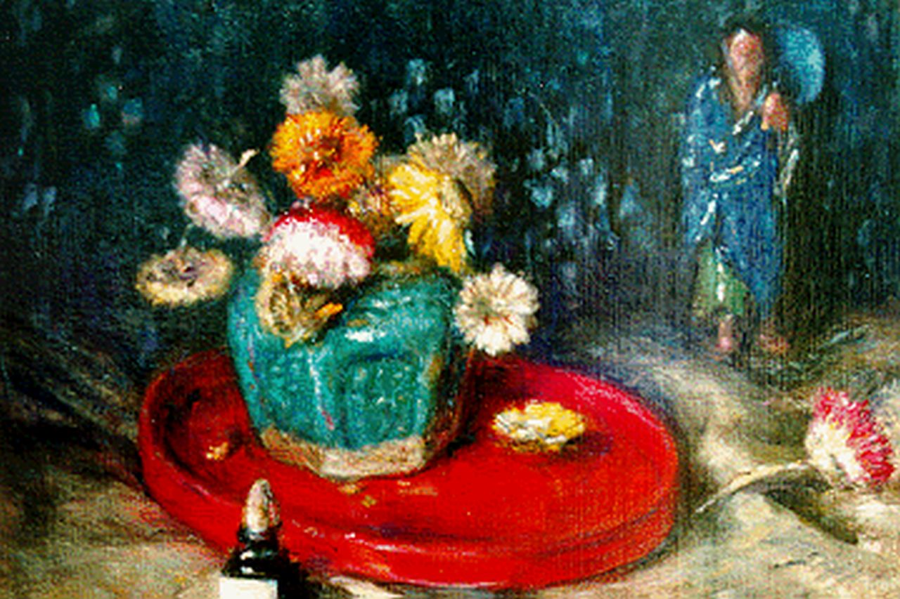 Erkelens P.C.  | Paulus Casper Erkelens, Dried flowers in ginger jar, oil on panel 24.2 x 34.2 cm, signed l.r.