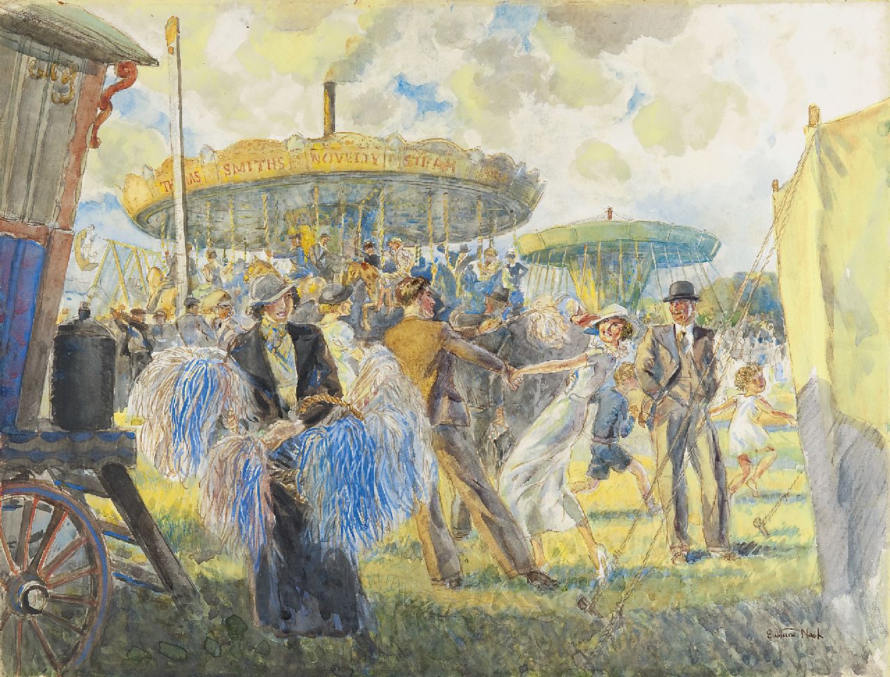Eustace Nash | At the fairground, watercolour and gouache on paper, 39.5 x 52.2 cm, signed l.r.