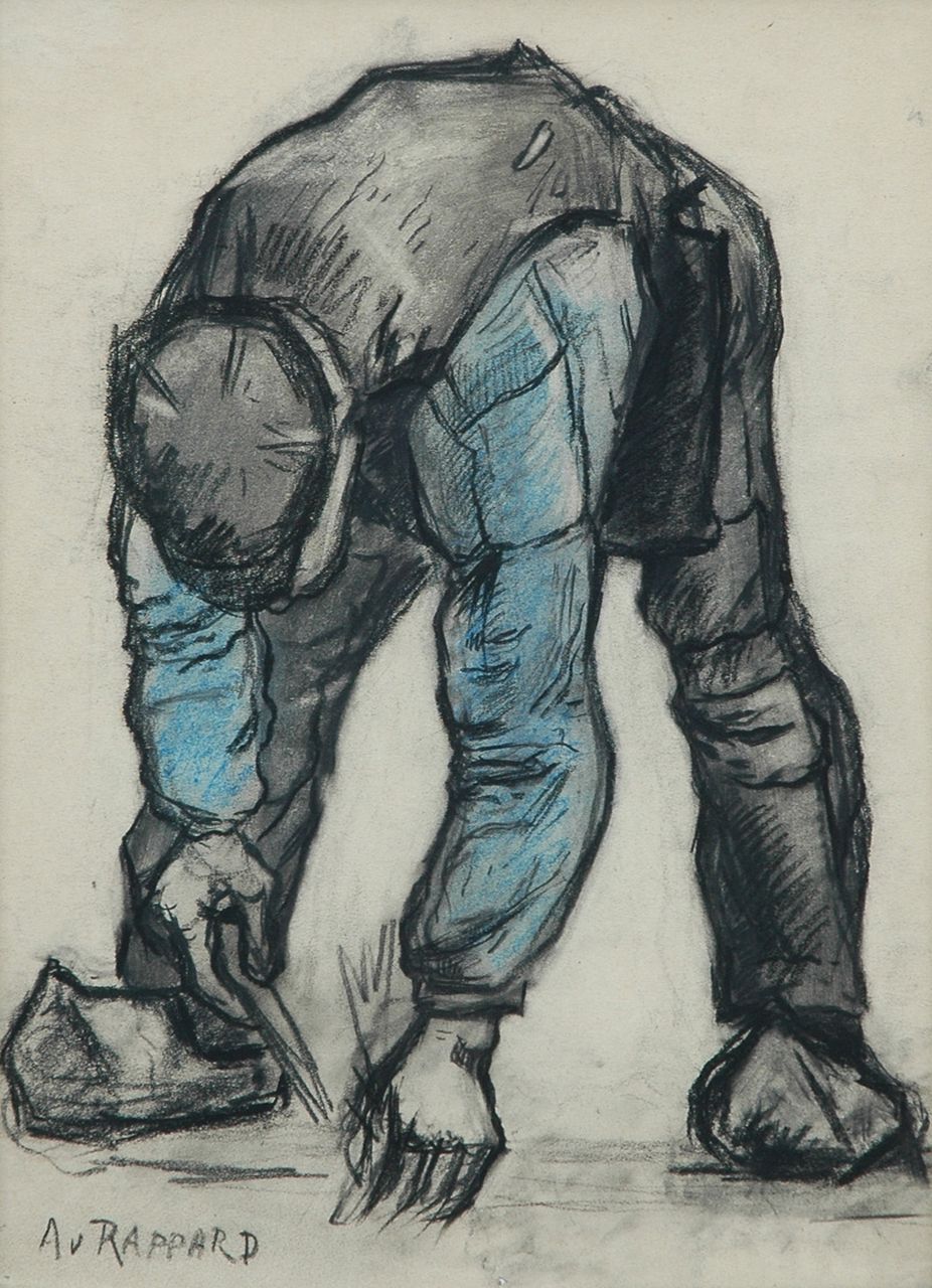 Rappard A.G.A. van | 'Anthon' Gerhard Alexander van Rappard, A farmer at work, charcoal and pastel on paper 34.2 x 24.7 cm, signed l.l. and painted circa 1880-1890