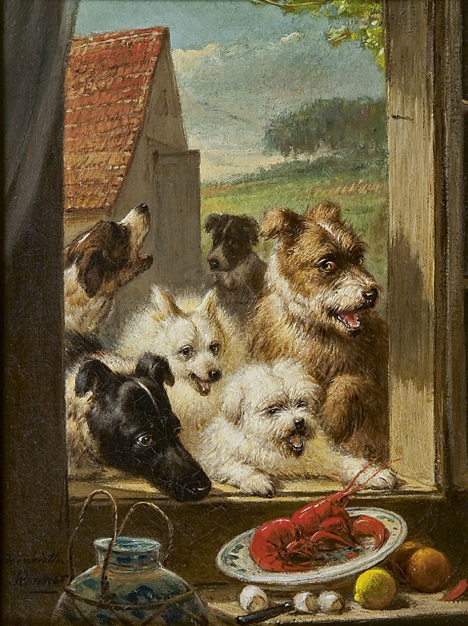 Ronner-Knip H.  | Henriette Ronner-Knip, The epicurists, oil on canvas 23.5 x 18.1 cm, signed l.l.