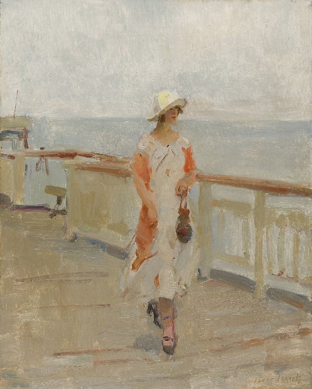 Israels I.L.  | 'Isaac' Lazarus Israels, Strolling on the 'Scheveningen pier', oil on canvas 50.2 x 40.0 cm, signed l.r.