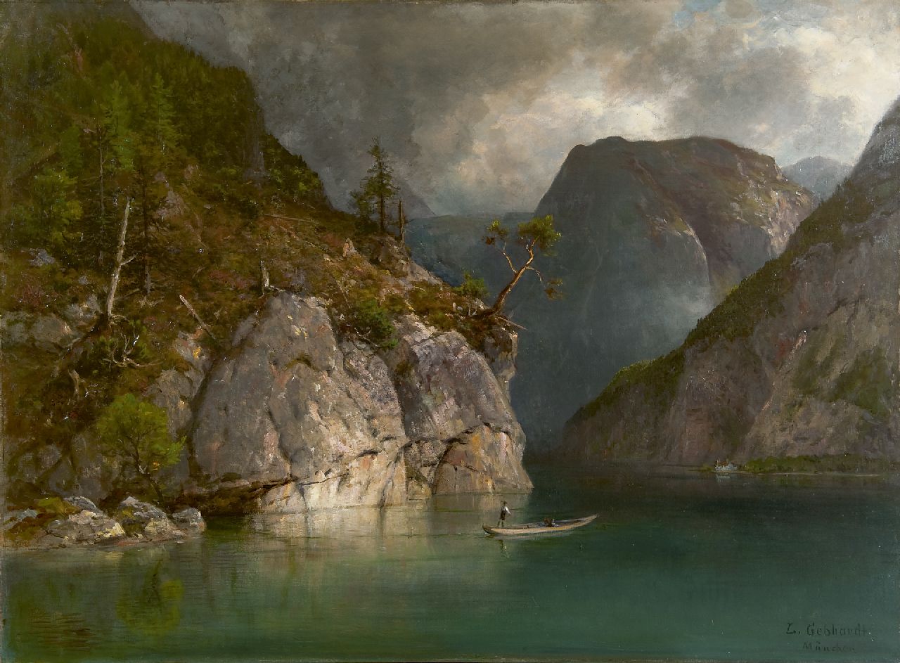 Gebhardt L.  | Ludwig Gebhardt, The Königs Sea in Bavaria, oil on canvas 72.0 x 98.0 cm, signed l.r. and dated 'München 1902' on the reverse