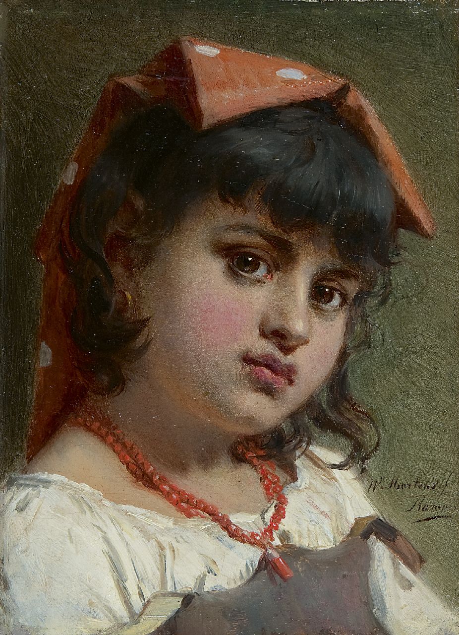 Martens W.J.  | Willem Johann Martens, Jeune Italienne, oil on panel 21.6 x 15.8 cm, signed l.r.