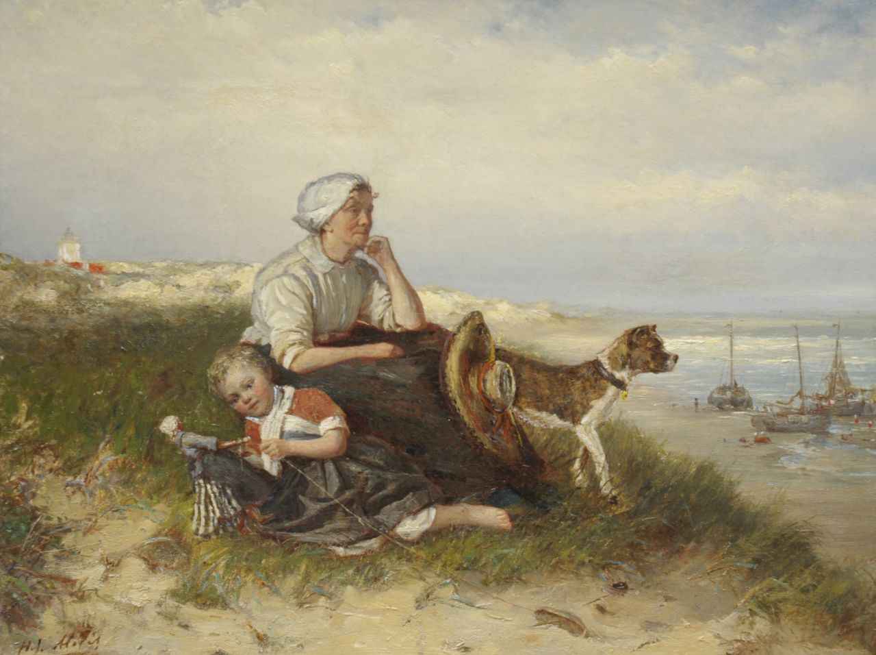 Mélis H.J.  | Henricus Joannes Mélis, Awaiting the fishing fleet, oil on canvas 37.2 x 48.5 cm, signed l.l.