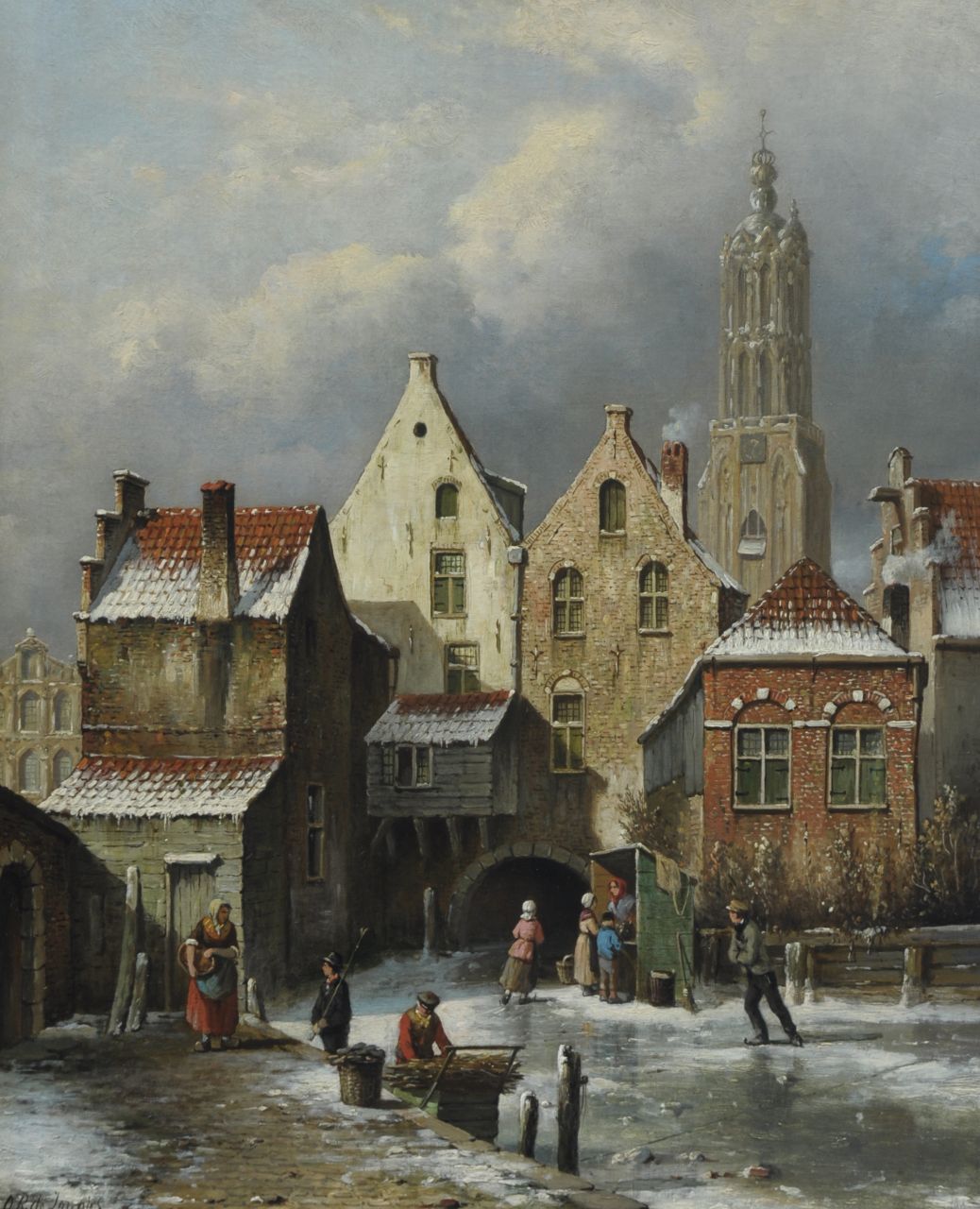 Jongh O.R. de | Oene Romkes de Jongh, Winter in Amersfoort, oil on canvas 54.1 x 44.0 cm, signed l.l.