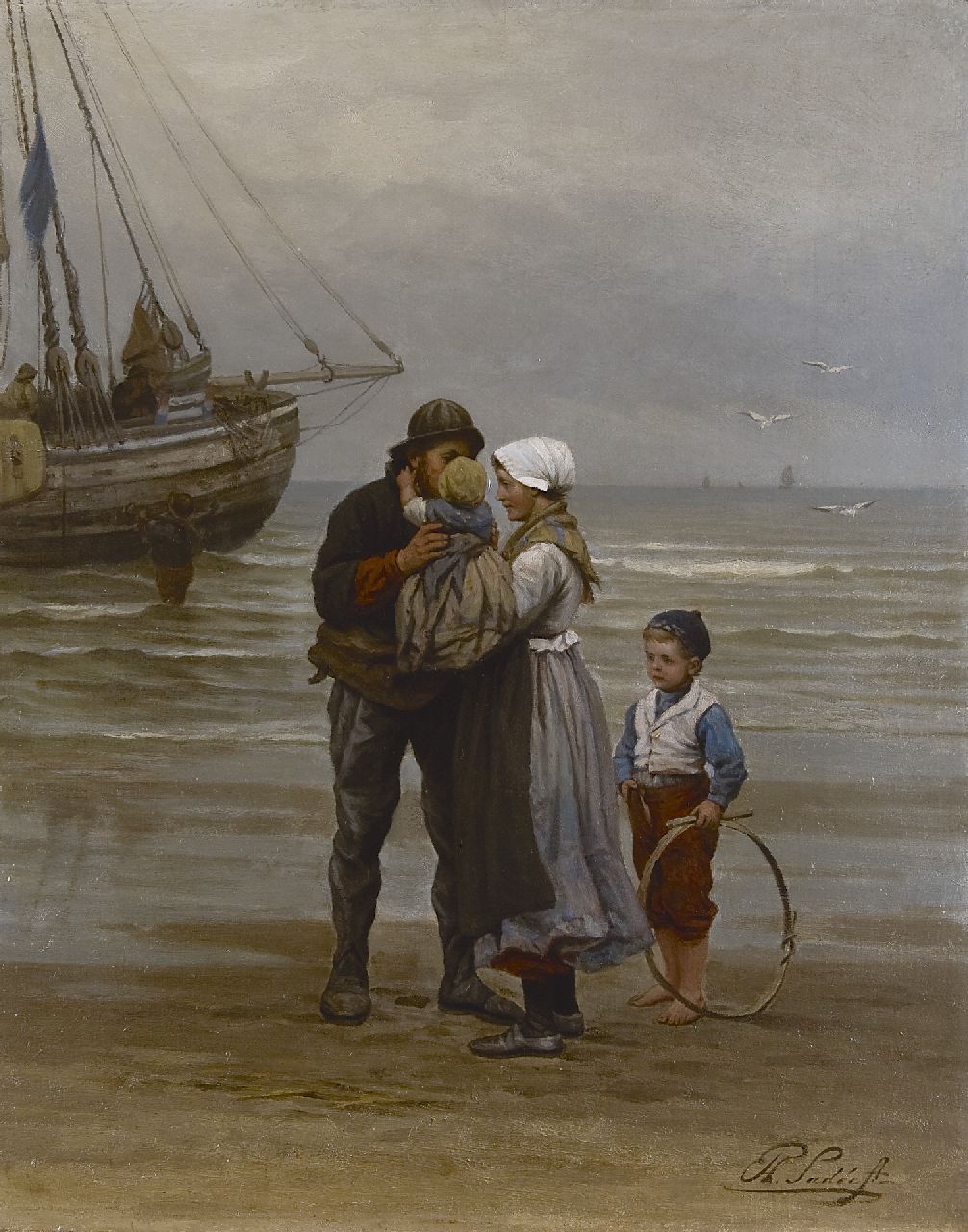 Sadée P.L.J.F.  | Philip Lodewijk Jacob Frederik Sadée, The farwell, oil on canvas 70.0 x 56.0 cm, signed l.r.