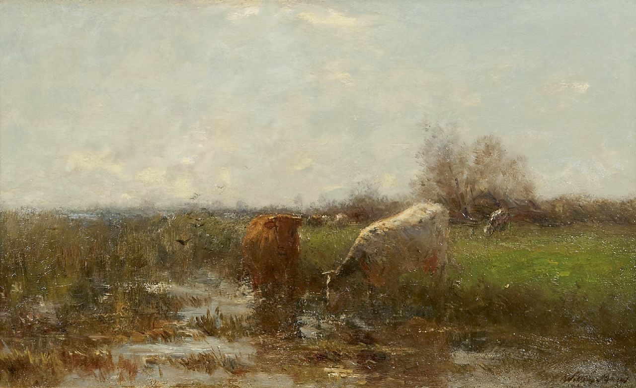 Maris W.  | Willem Maris, Springtime, oil on panel 35.7 x 57.7 cm, signed l.r.