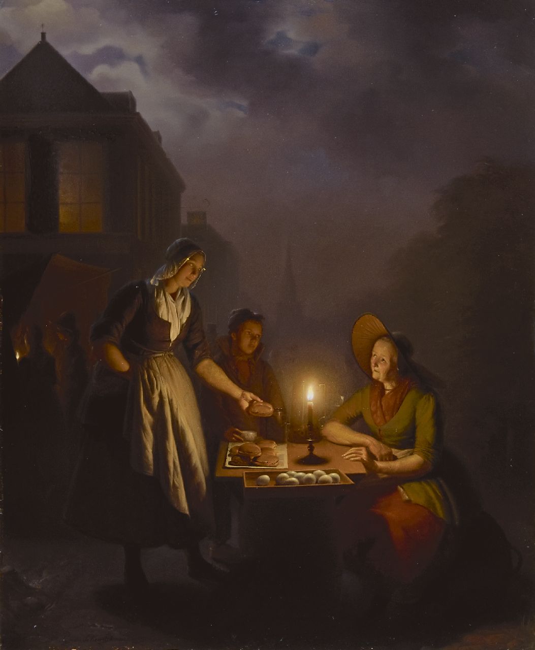 Schendel P. van | Petrus van Schendel, Market in the evening, oil on panel 75.3 x 62.5 cm, signed l.l. and painted ca. 1846-1850