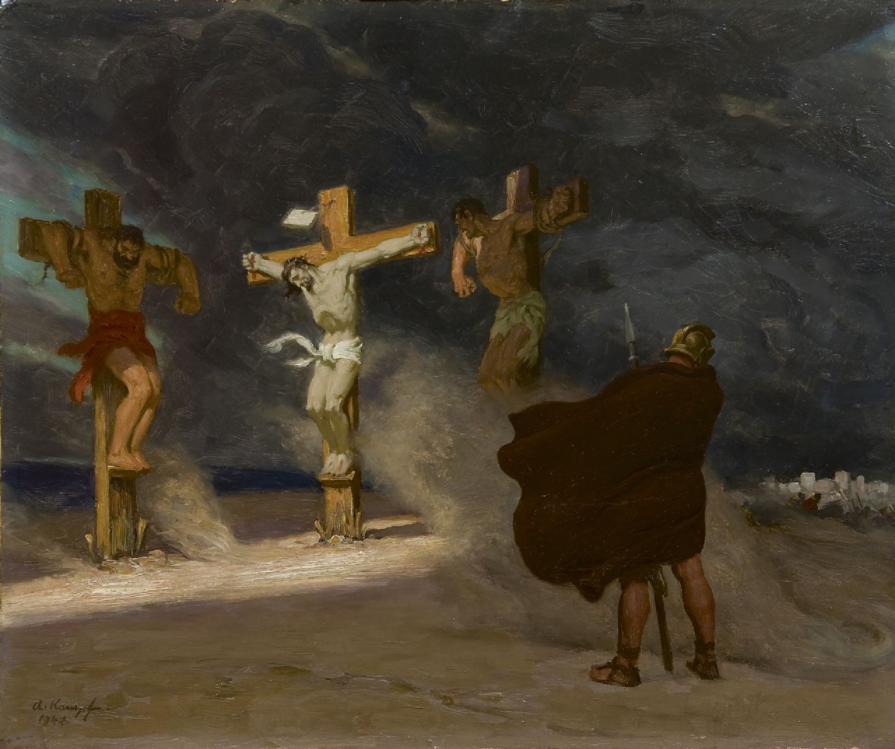 Kampf E.P.A.  | Egbert Paul 'Arthur' Kampf, Golgotha, oil on board 50.1 x 60.0 cm, signed l.l. and dated 1944