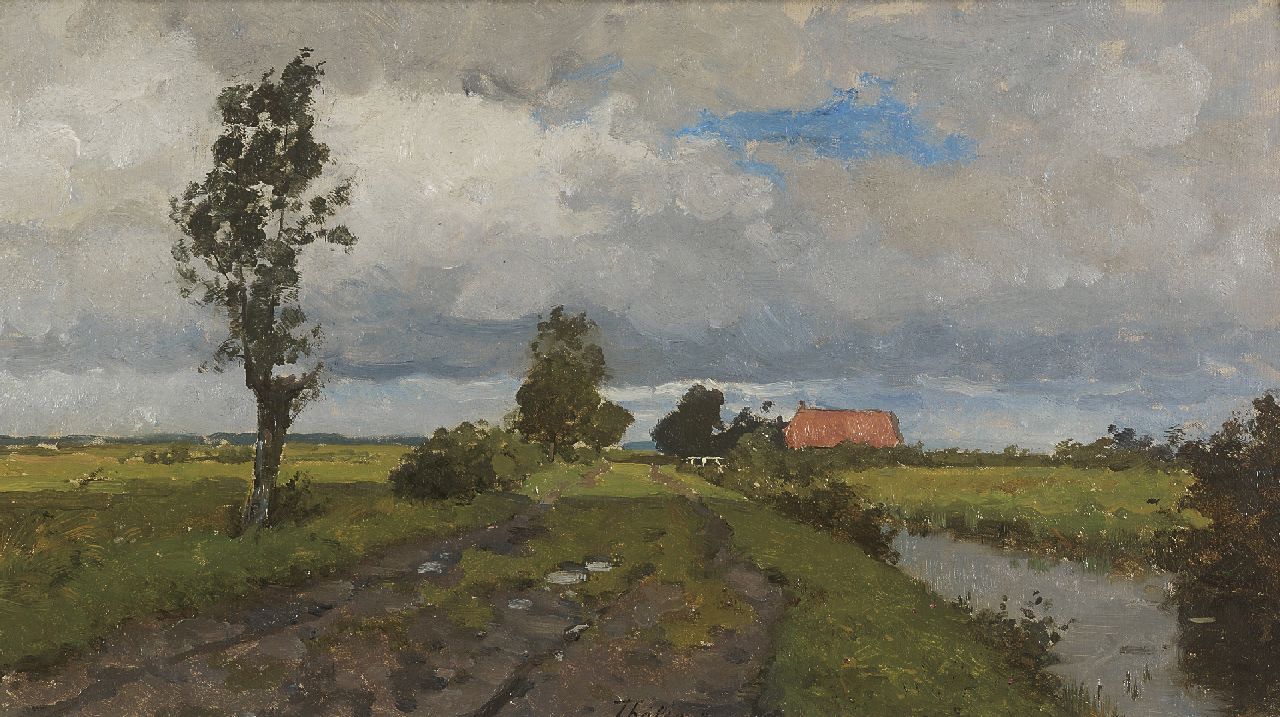 Tholen W.B.  | Willem Bastiaan Tholen, Landscape near Kampen, oil on canvas laid down on panel 29.5 x 53.0 cm, signed l.c. and painted '21